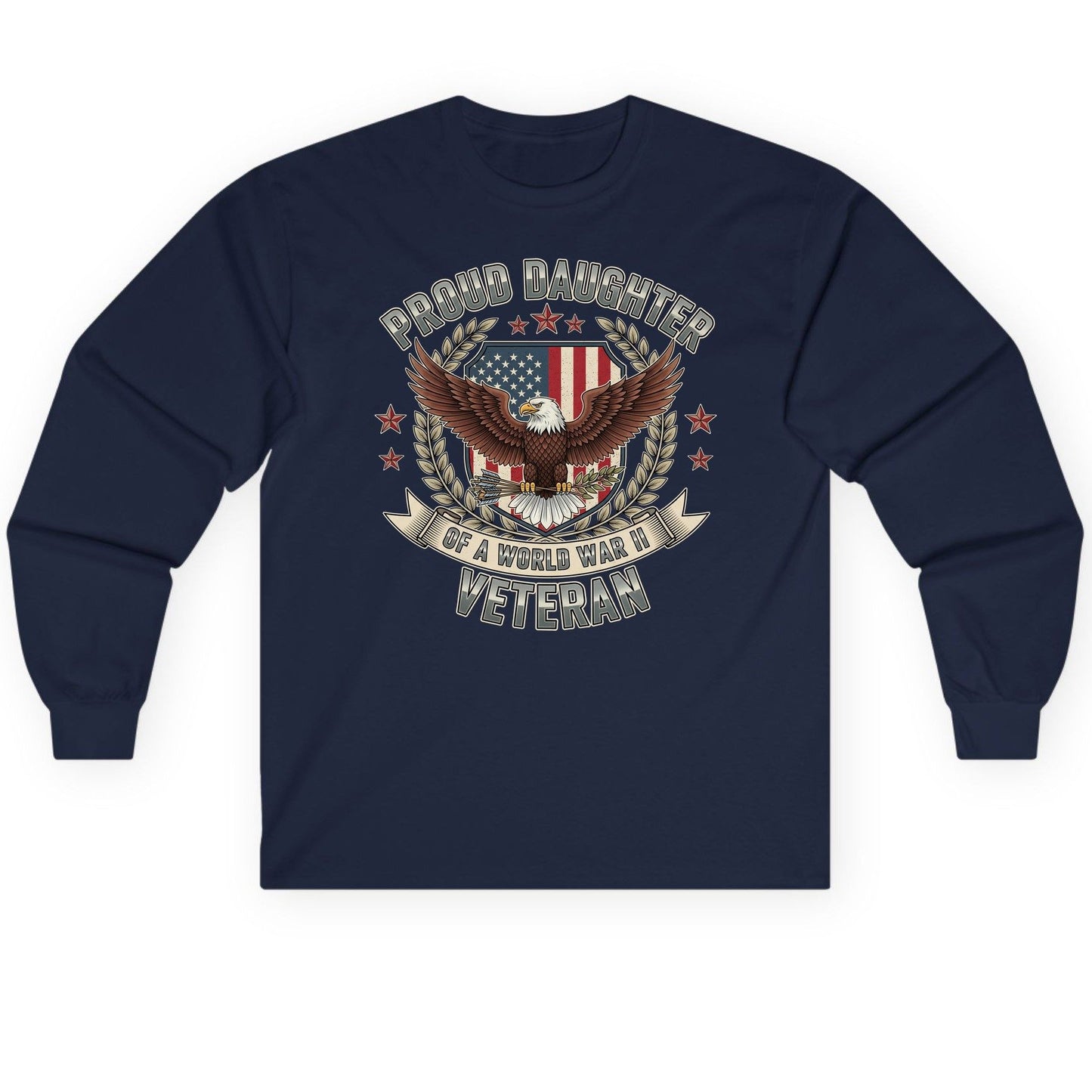 Proud Daughter of a World War Ii Veteran wwii veteran Long Sleeve Tee Navy product mockup