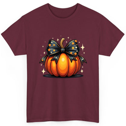 Starry Bow Pumpkin Halloween pumpkin T-Shirt Maroon product mockup
