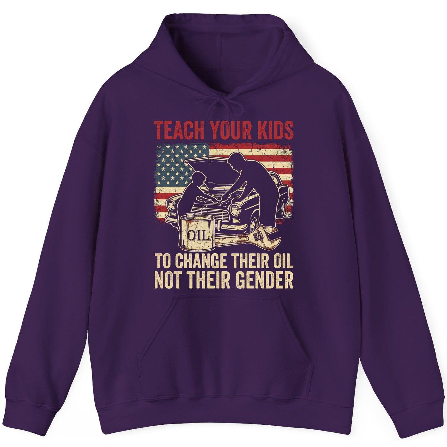 Teach Your Kids to Change Their Oil Not Their Gender car mechanic Hoodie Purple product mockup