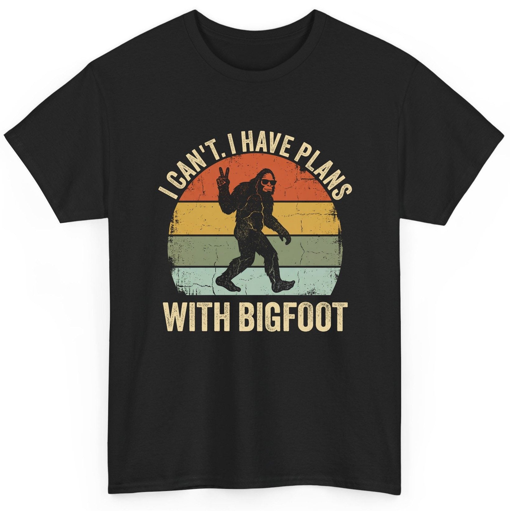 I Can't I Have Plans with Bigfoot bigfoot T-Shirt Black product mockup