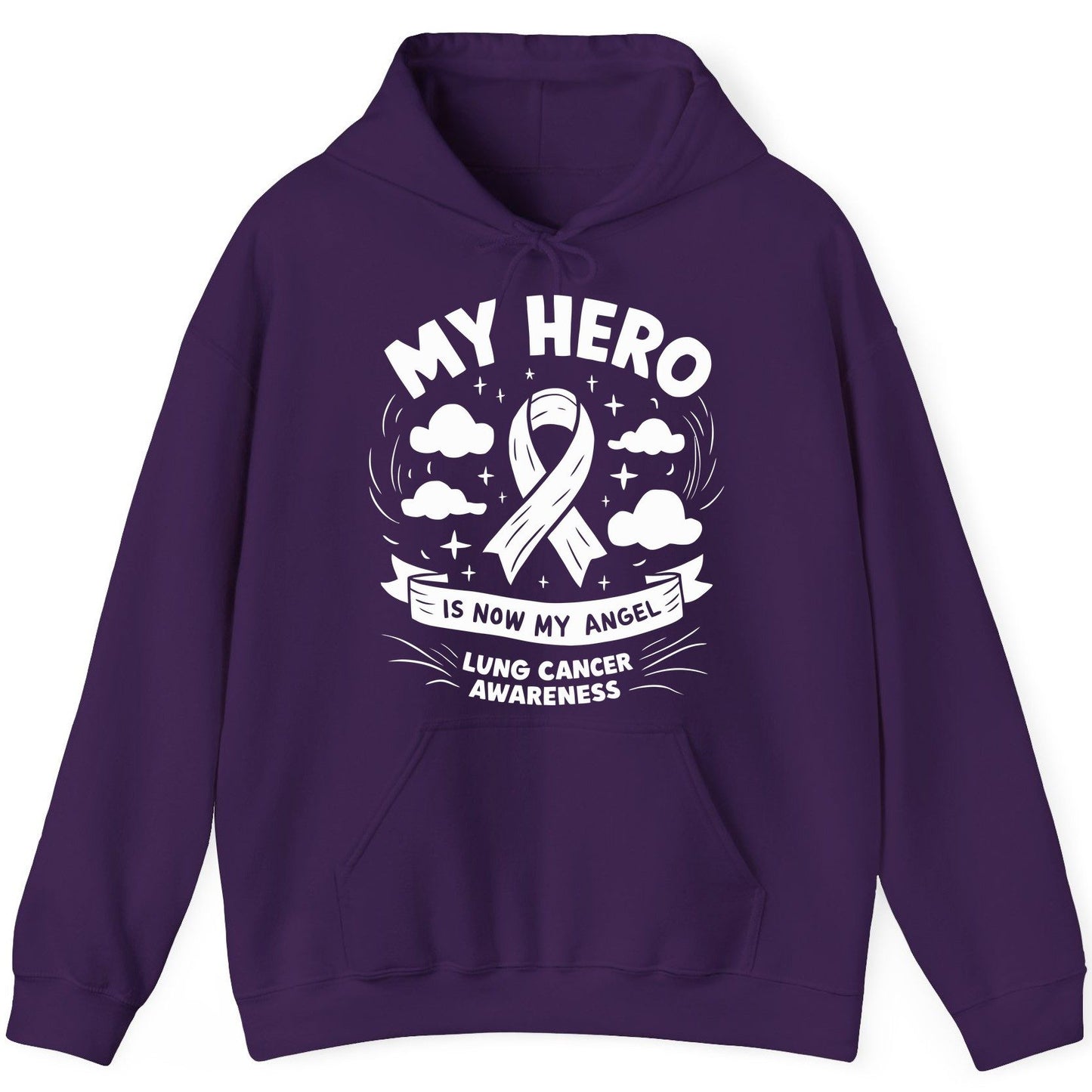 My Hero Is Now My Angel Lung Cancer Awareness lung cancer awareness Hoodie Purple product mockup