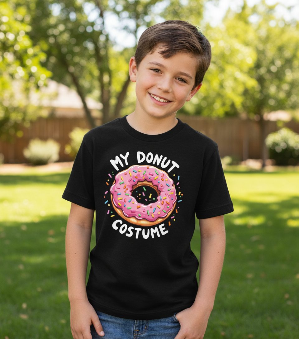 My Donut Costume donut Youth T-Shirt Black lifestyle mockup