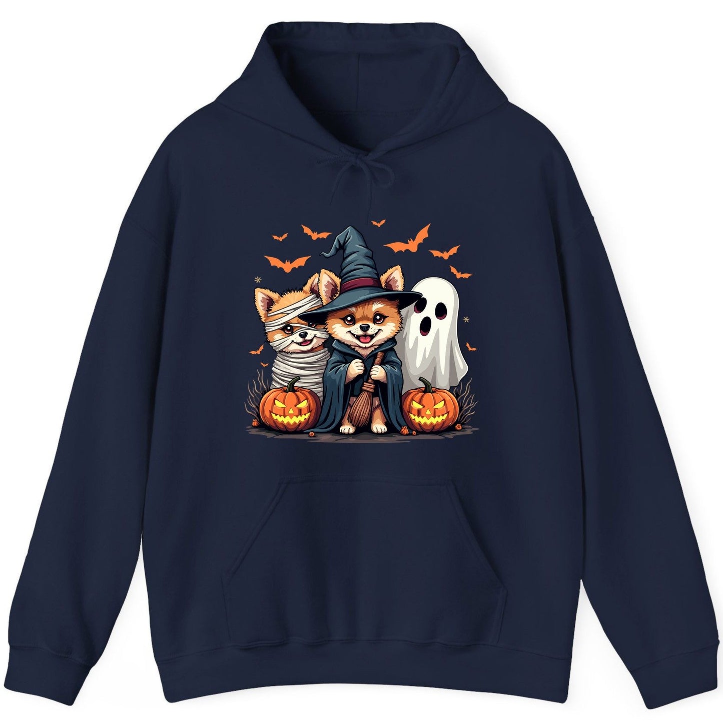 Cute Halloween Corgi Dogs Halloween corgis Hoodie Navy product mockup