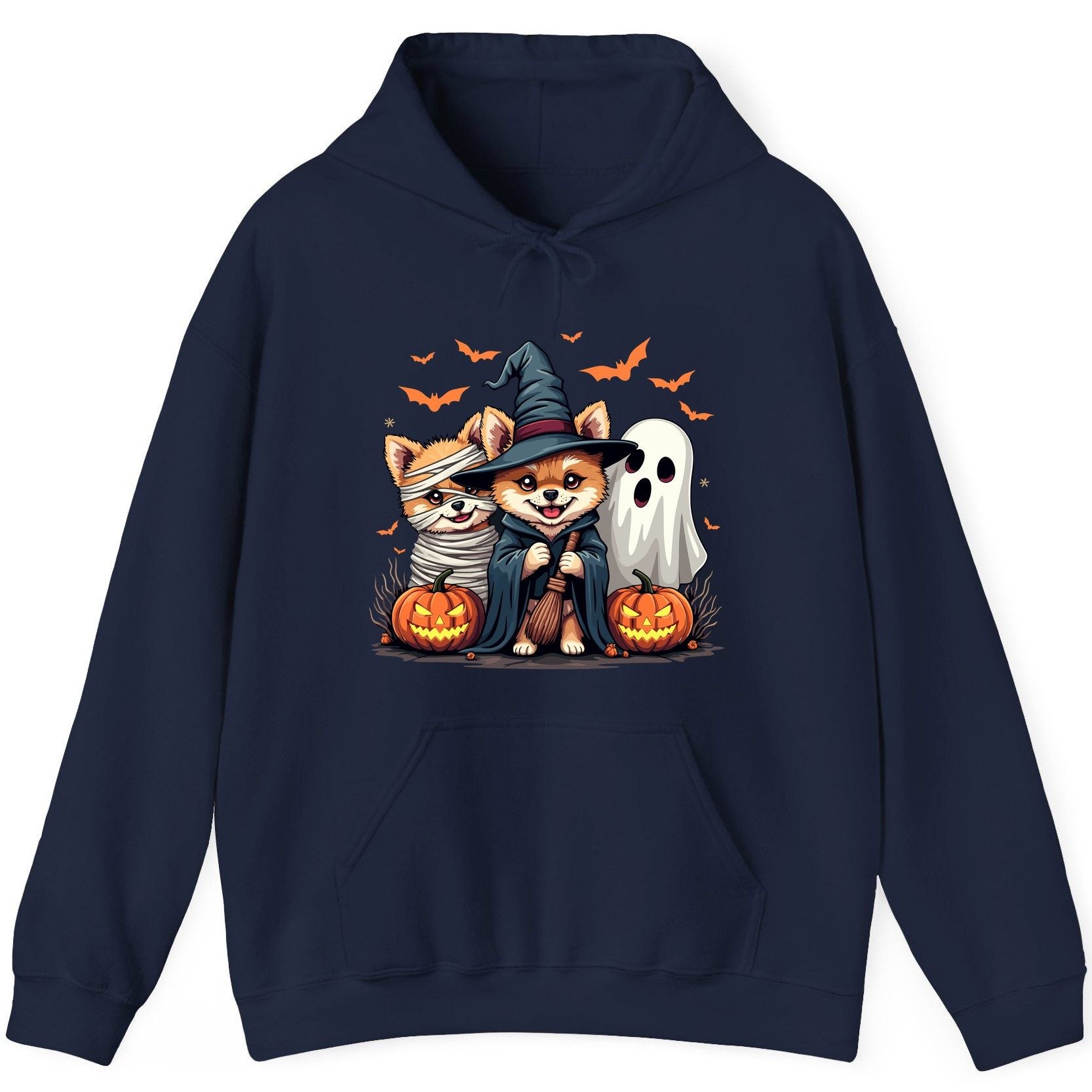 Cute Halloween Corgi Dogs Halloween corgis Hoodie Navy product mockup