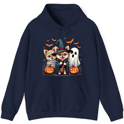 Cute Halloween Corgi Dogs Halloween corgis Hoodie Navy product mockup