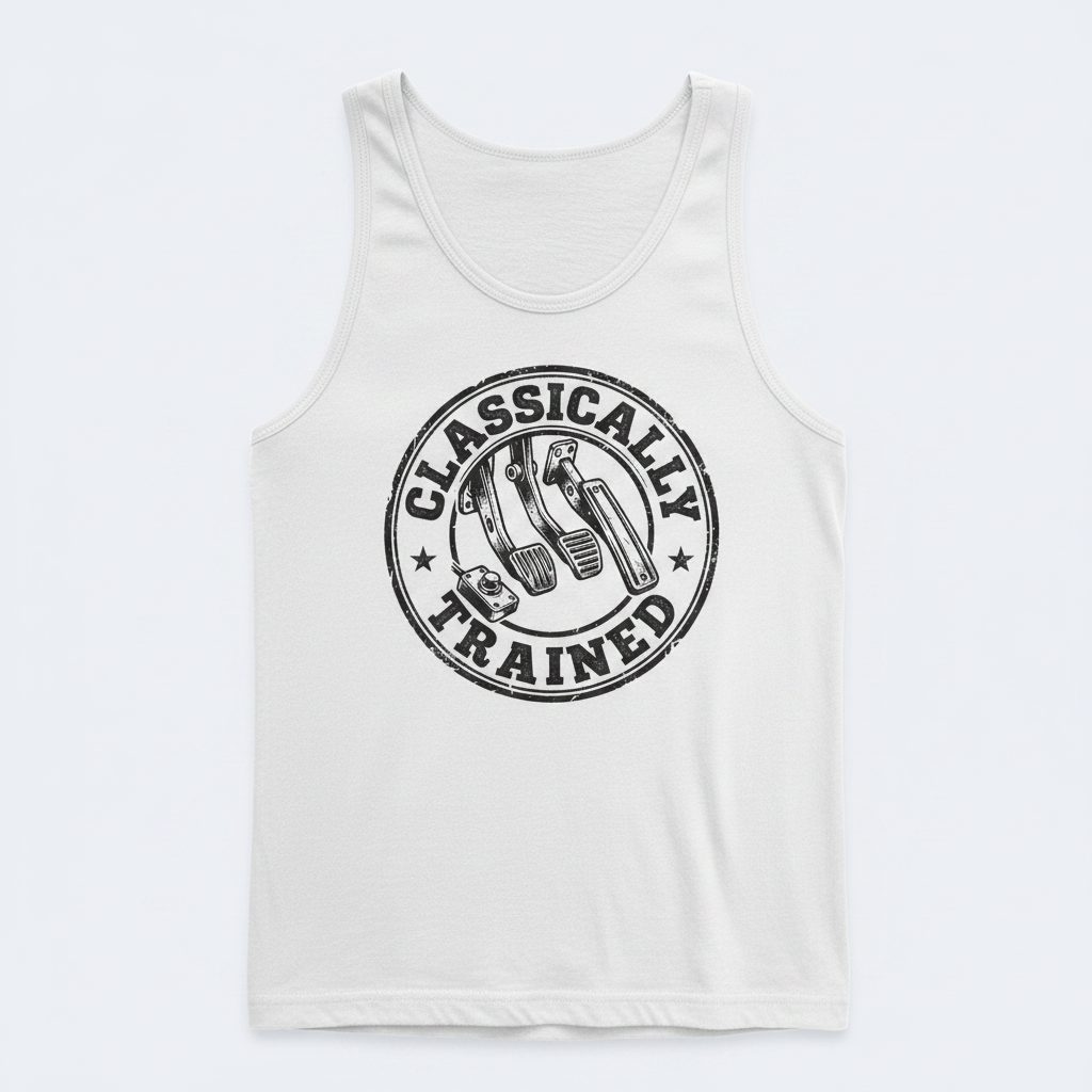 Classically Trained Vintage Manual Transmission Tank Top - product mockup - White