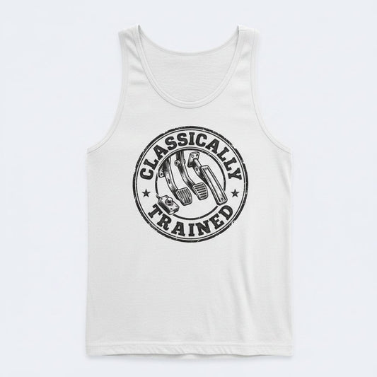 Classically Trained Vintage Manual Transmission Tank Top - product mockup - White