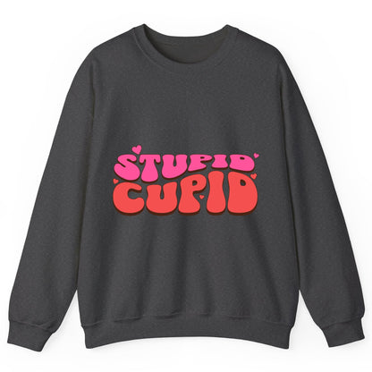 Stupid Cupid anti-Valentine's Day Sweatshirt Dark Heather product mockup