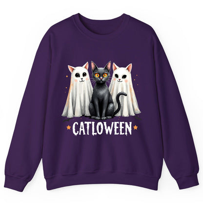 Catloween Halloween cats Sweatshirt Purple product mockup