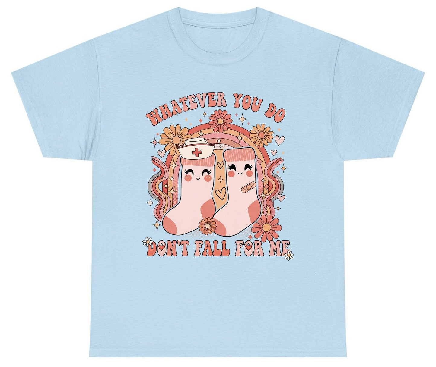 Whatever You Do Don't Fall for Me nurse Youth T-Shirt Light Blue product mockup