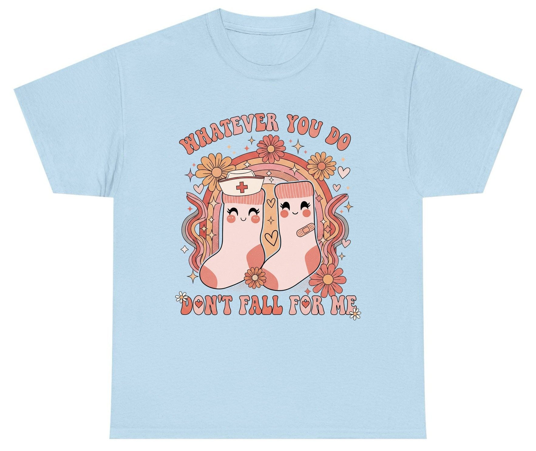 Whatever You Do Don't Fall for Me nurse Youth T-Shirt Light Blue product mockup