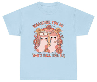 Whatever You Do Don't Fall for Me nurse Youth T-Shirt Light Blue product mockup
