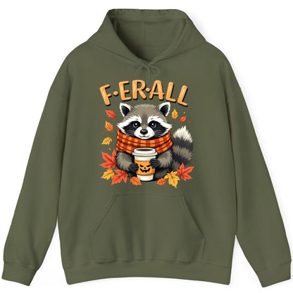 F ER All raccoon Hoodie Military Green product mockup