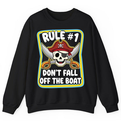 Rule 1 Don't Fall Off the Boat pirate Sweatshirt Black product mockup