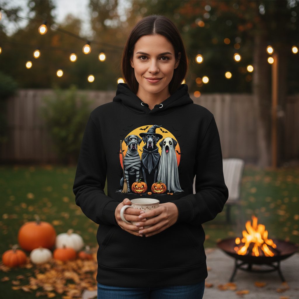 Halloween Dogs in Costumes Halloween dogs Hoodie Black lifestyle mockup