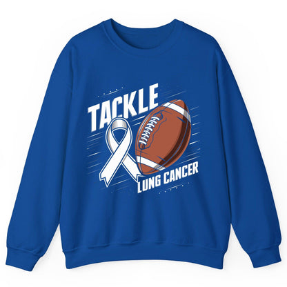 Tackle Lung Cancer lung cancer awareness Sweatshirt Royal product mockup