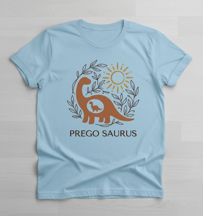 Prego Saurus Pregnant Dinosaur T-Shirt - Light Blue