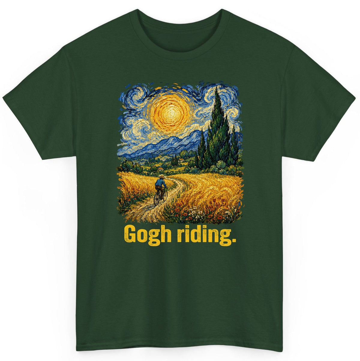 Gogh Riding art parody T-Shirt Forest Green product mockup
