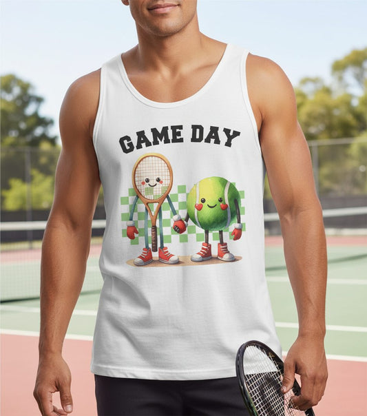 Game Day tennis Tank Top White lifestyle mockup