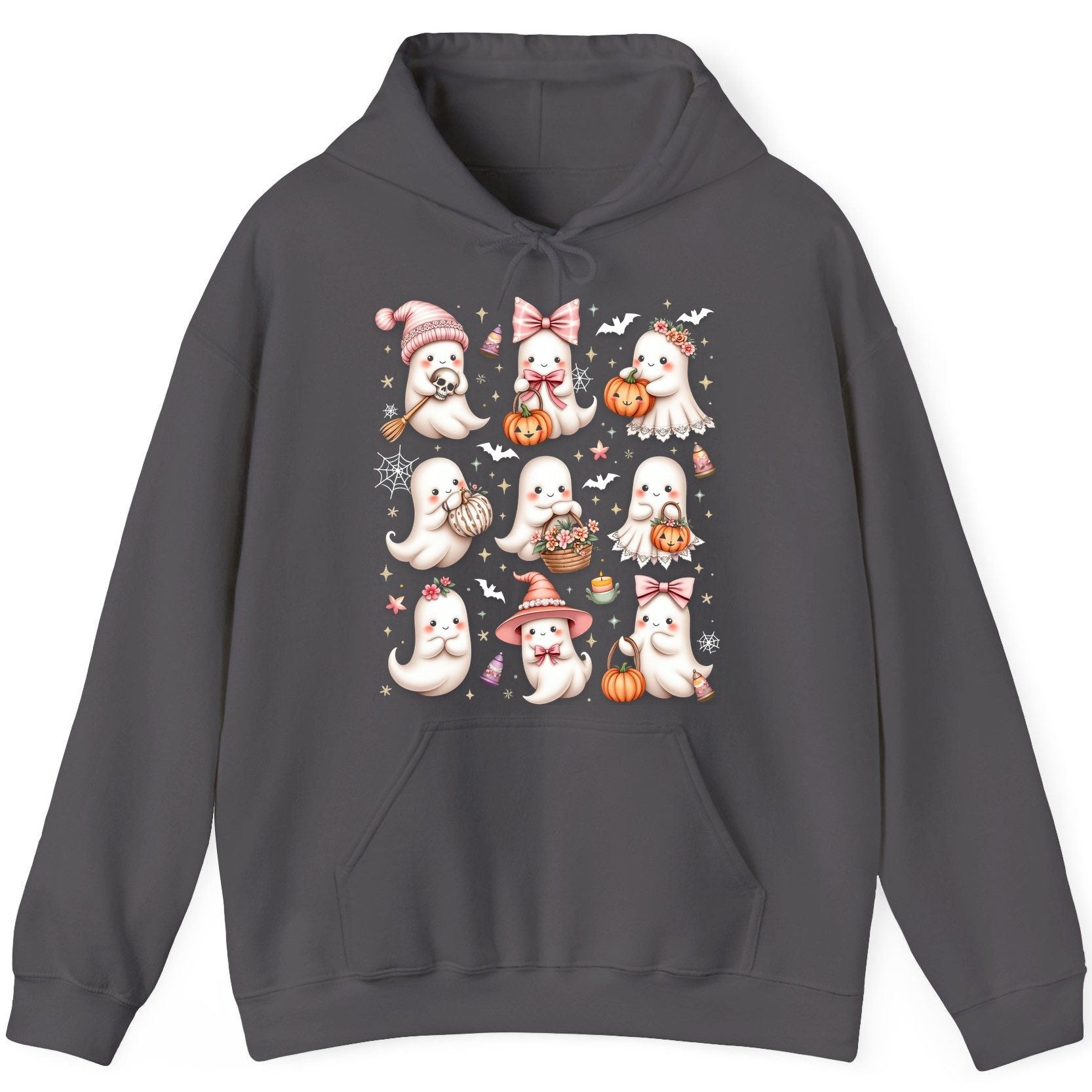 Cute Pink Halloween Ghosts cute Halloween ghosts Hoodie Charcoal product mockup