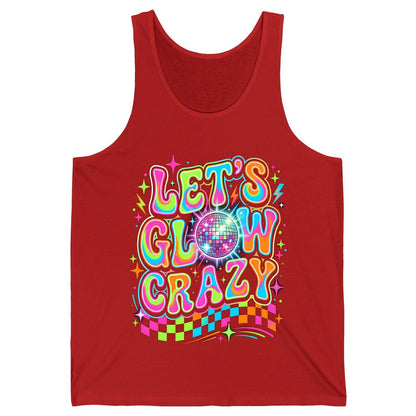 Let's Glow Crazy Retro Party Tank Top - product mockup - Red