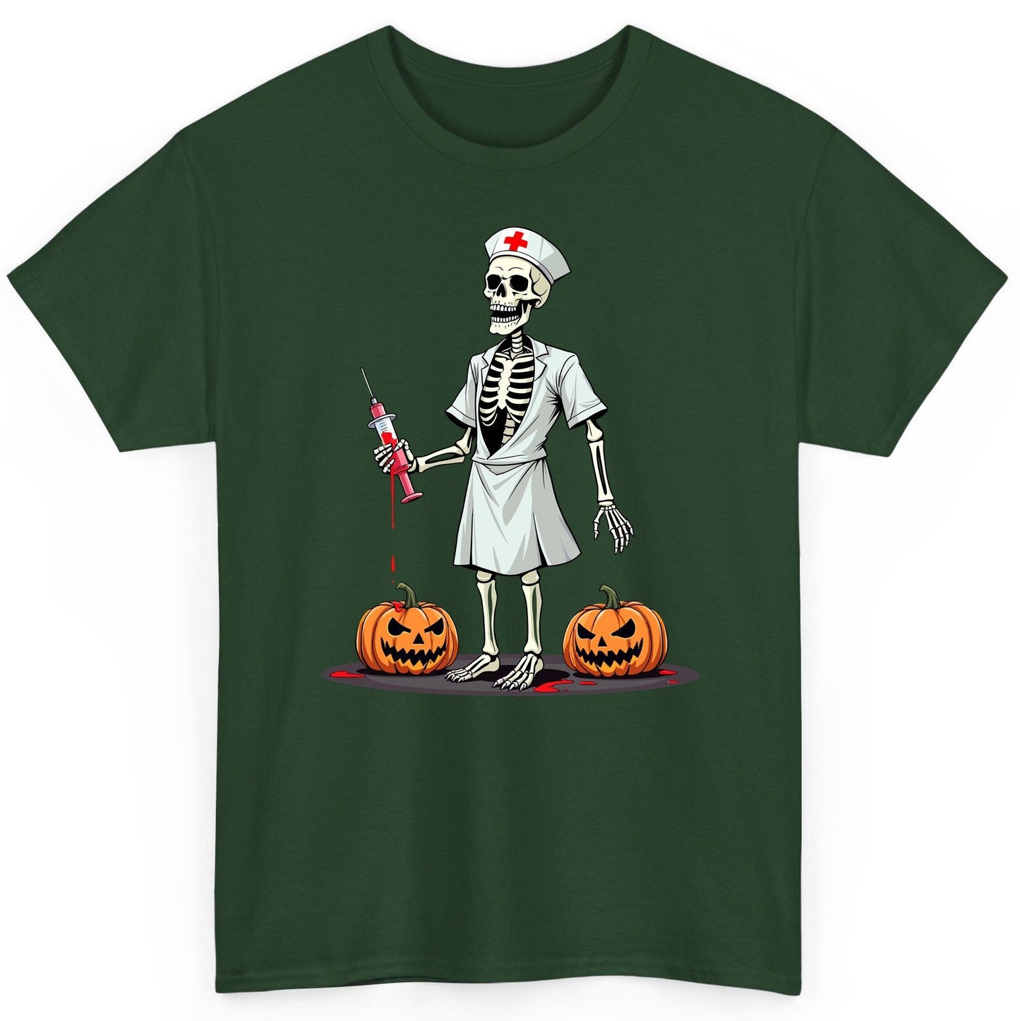 Spooky Skeleton Nurse Halloween skeleton nurse T-Shirt Forest Green product mockup