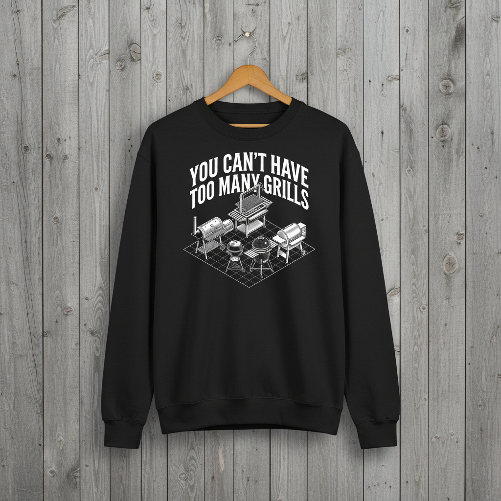 You Can't Have Too Many Grills BBQ Design Sweatshirt - Black