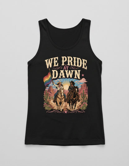 We Pride at Dawn Retro Lgbtq Tank Top - product mockup - Black