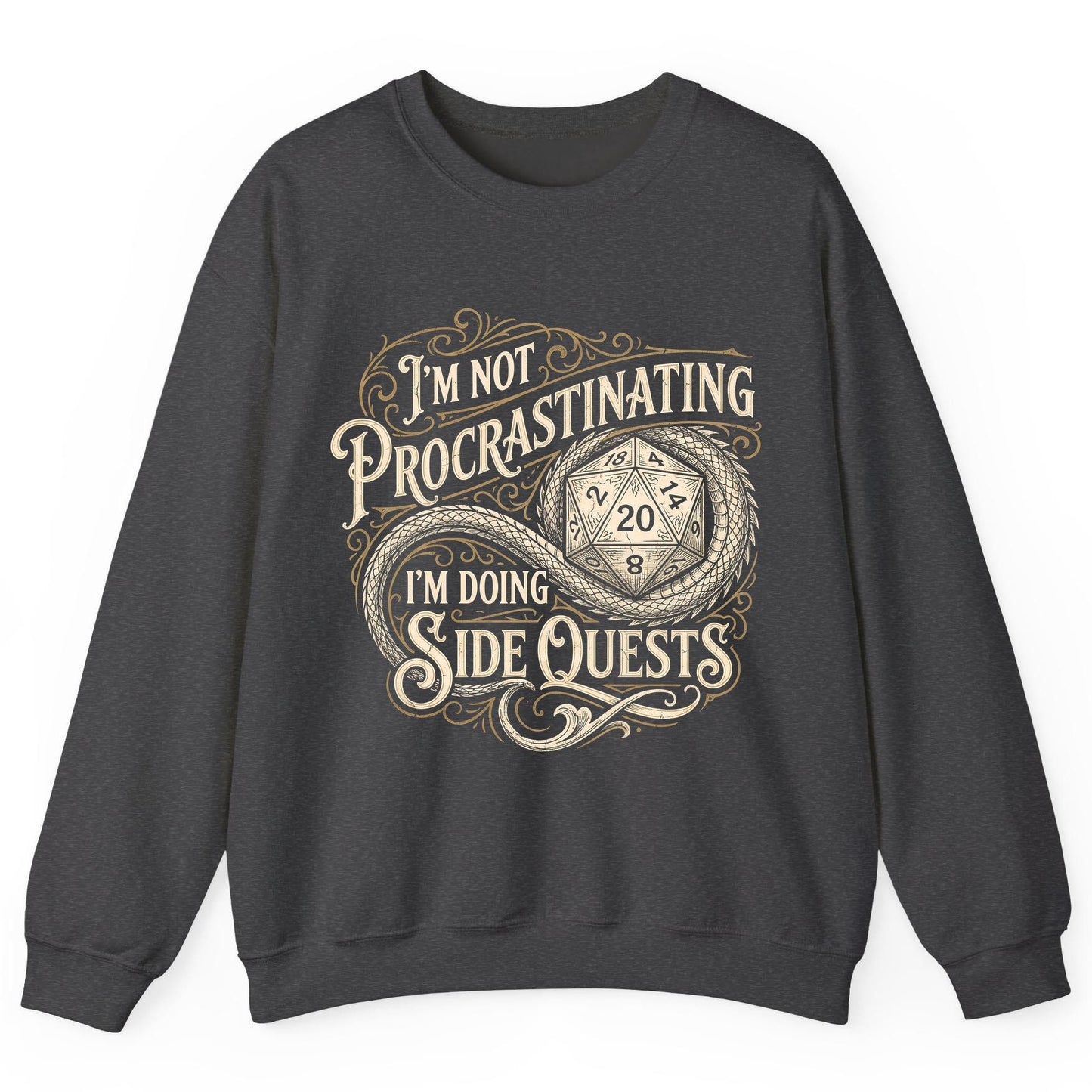 I'm Not Procrastinating I'm Doing Side Quests rpg gaming Sweatshirt Dark Heather product mockup