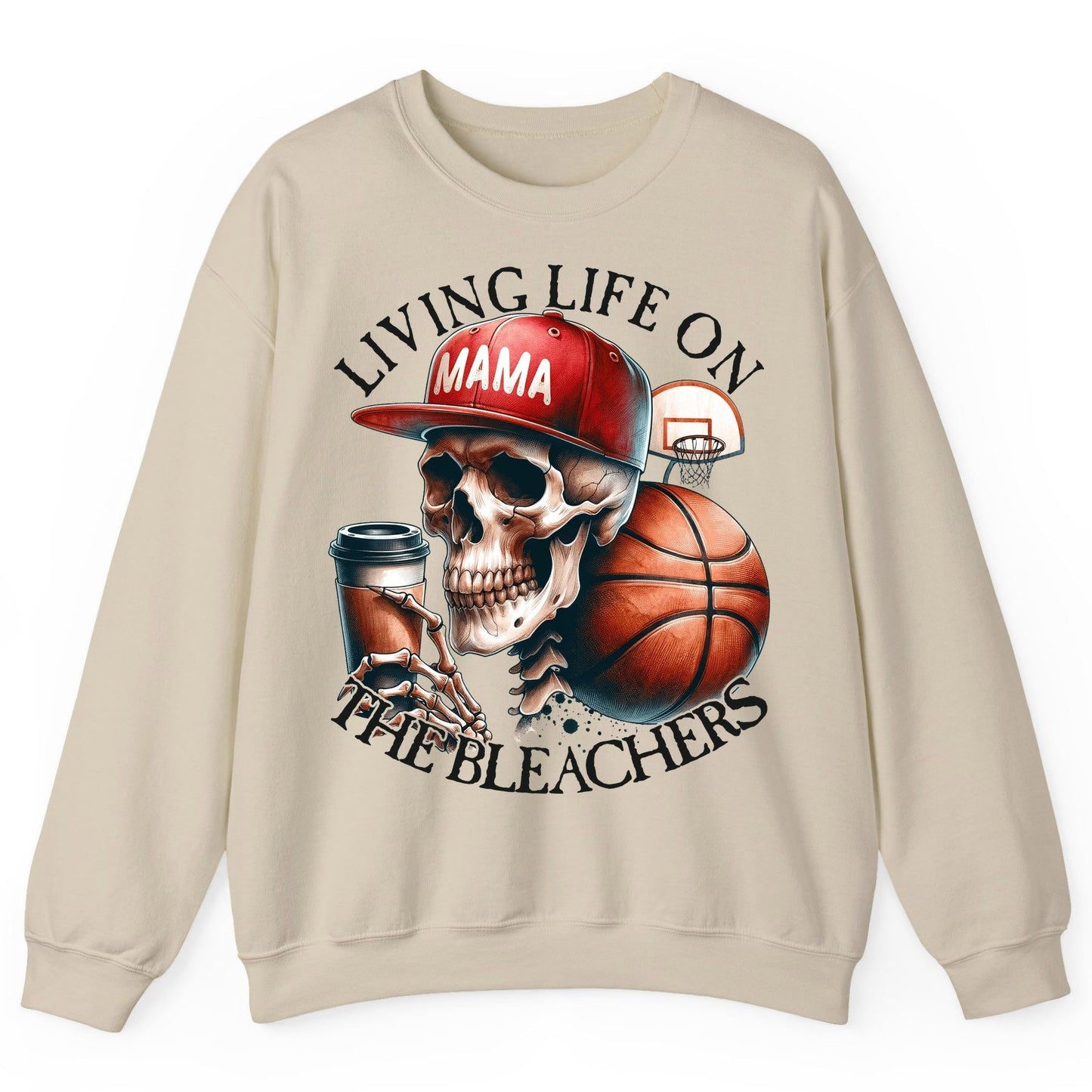 Living Life on the Bleachers Mama basketball mom Sweatshirt Sand product mockup