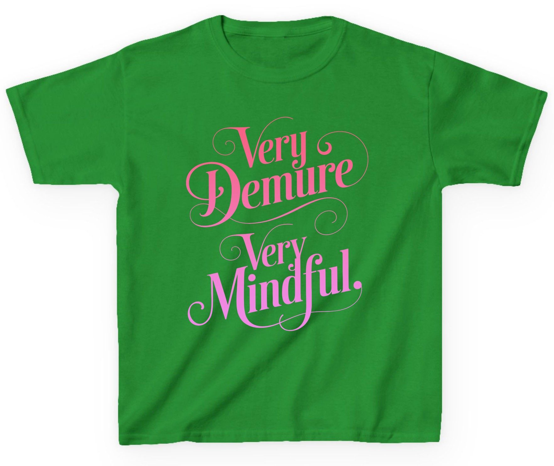 Very Demure Very Mindful mindfulness Youth T-Shirt Irish Green product mockup