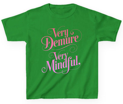 Very Demure Very Mindful mindfulness Youth T-Shirt Irish Green product mockup
