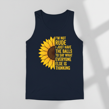 Sunflower I'm Not Rude Funny Sarcastic Quote Tank Top - Navy