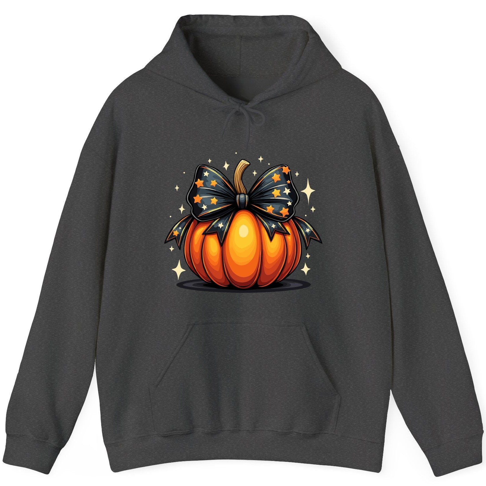 Starry Bow Pumpkin Halloween pumpkin Hoodie Dark Heather product mockup