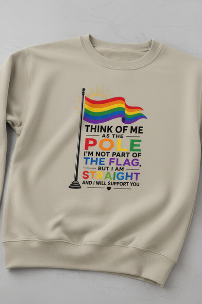 Straight Ally Pride Flag Pole Support Design Sweatshirt - Sand