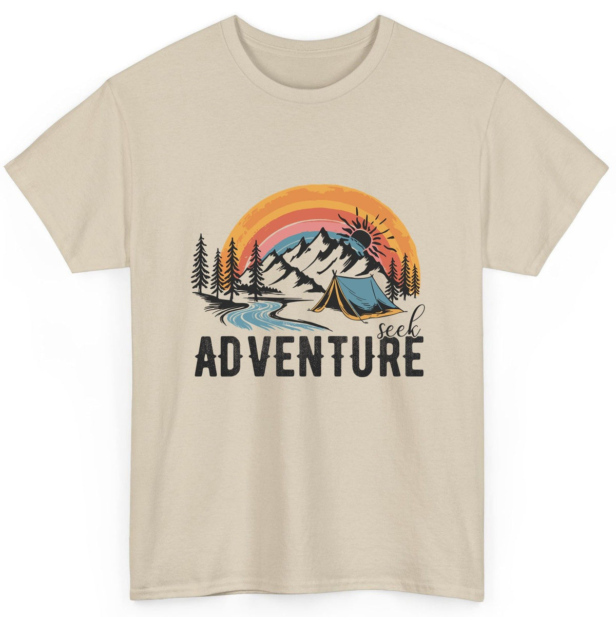 Seek Adventure camping T-Shirt Sand product mockup