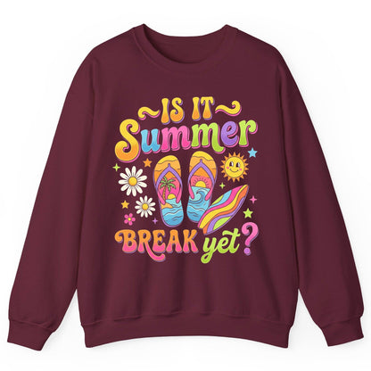 Is It Summer Break Yet Retro Vacation Sweatshirt - product mockup - Maroon