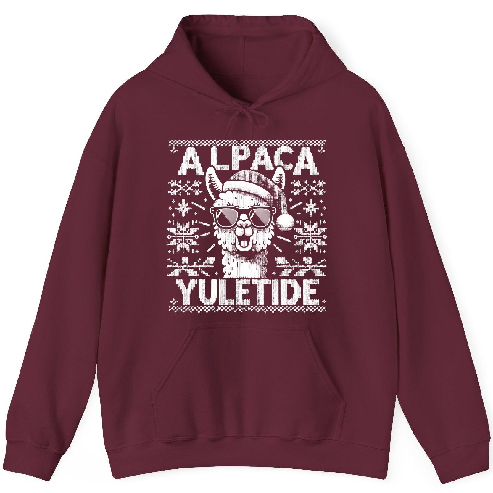 ALPACA Yuletide Funny Lovers Hoodie - product mockup - Maroon