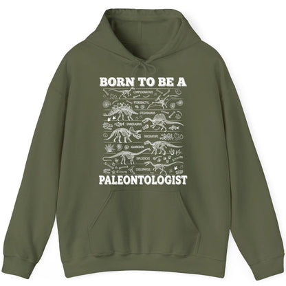 Born to Be a Paleontologist dinosaur skeletons Hoodie Military Green product mockup