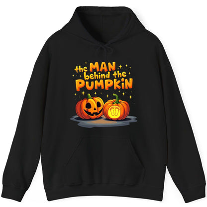 The Man Behind the Pumpkin Halloween pregnancy announcement Hoodie Black product mockup