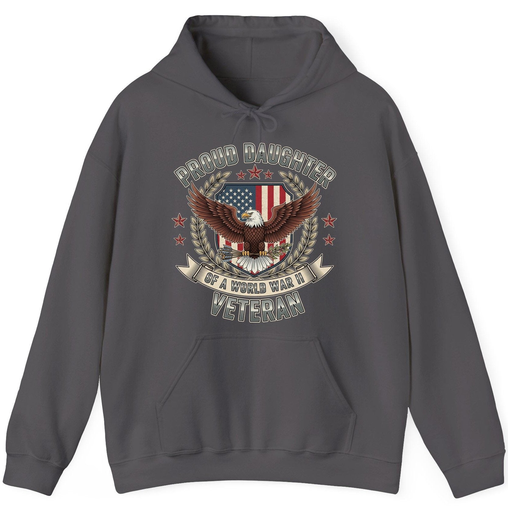 Proud Daughter of a World War Ii Veteran wwii veteran Hoodie Charcoal product mockup