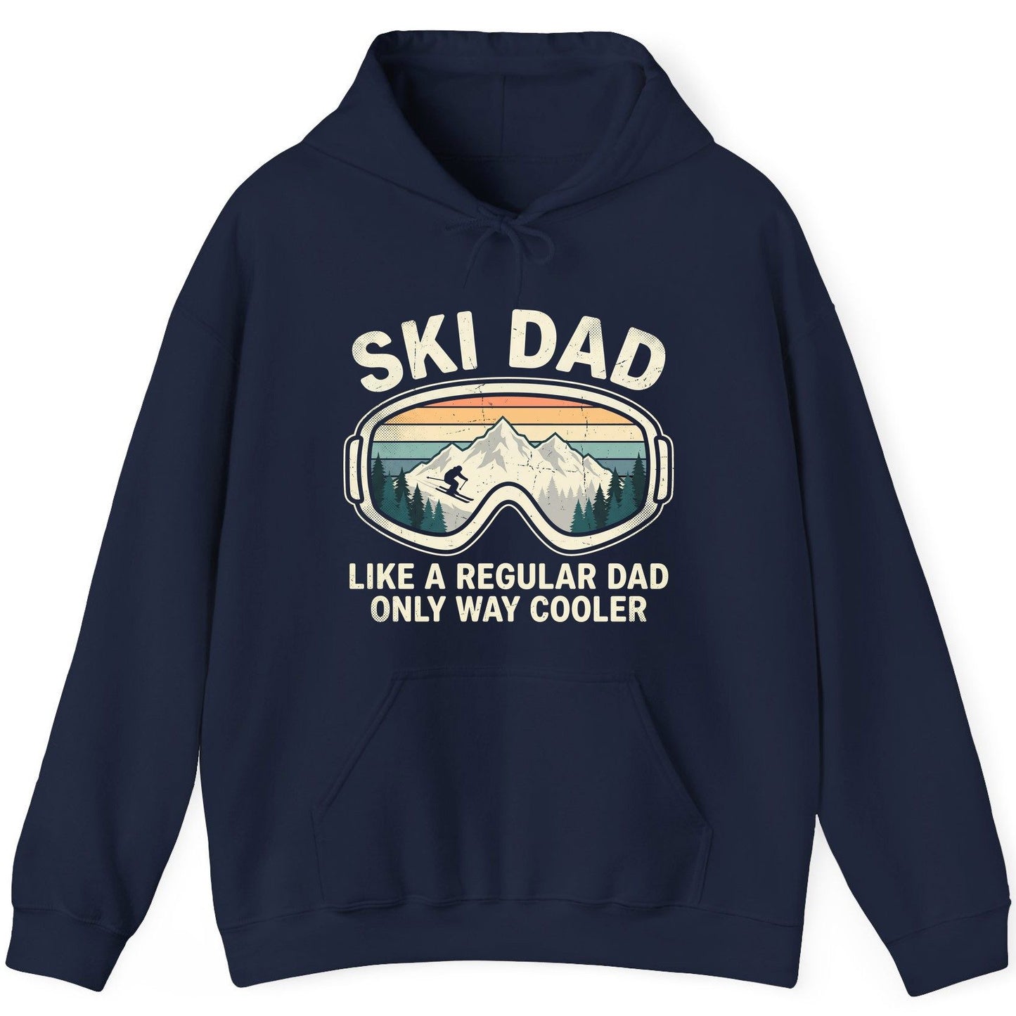 Ski Dad Like a Regular Dad Only Way Cooler skiing Hoodie Navy product mockup