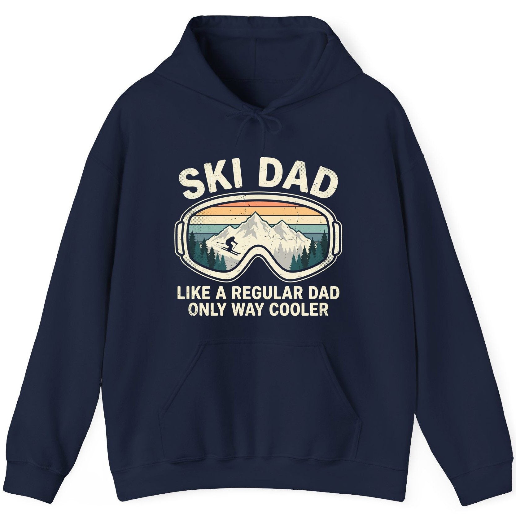 Ski Dad Like a Regular Dad Only Way Cooler skiing Hoodie Navy product mockup