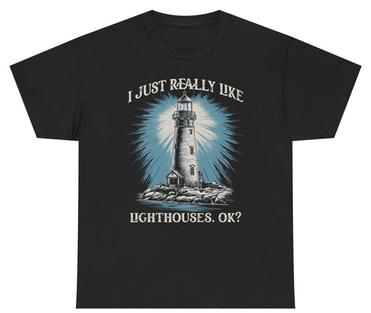 I Just Really Like Lighthouses, Ok? lighthouse Youth T-Shirt Black product mockup
