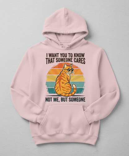 Sarcastic Cat I Want You To Know Someone Cares, Not Me Hoodie - Light Pink