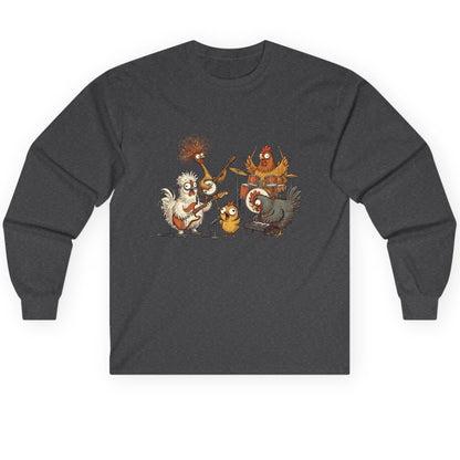 Chicken Rock Band chicken rock band Long Sleeve Tee Dark Heather product mockup