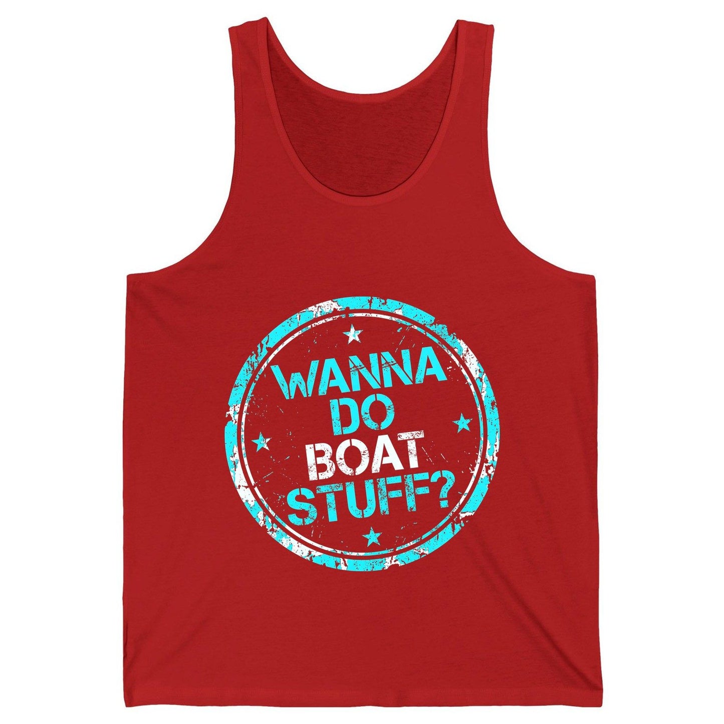 WANNA DO BOAT STUFF Funny Boating Tank Top - product mockup - Red