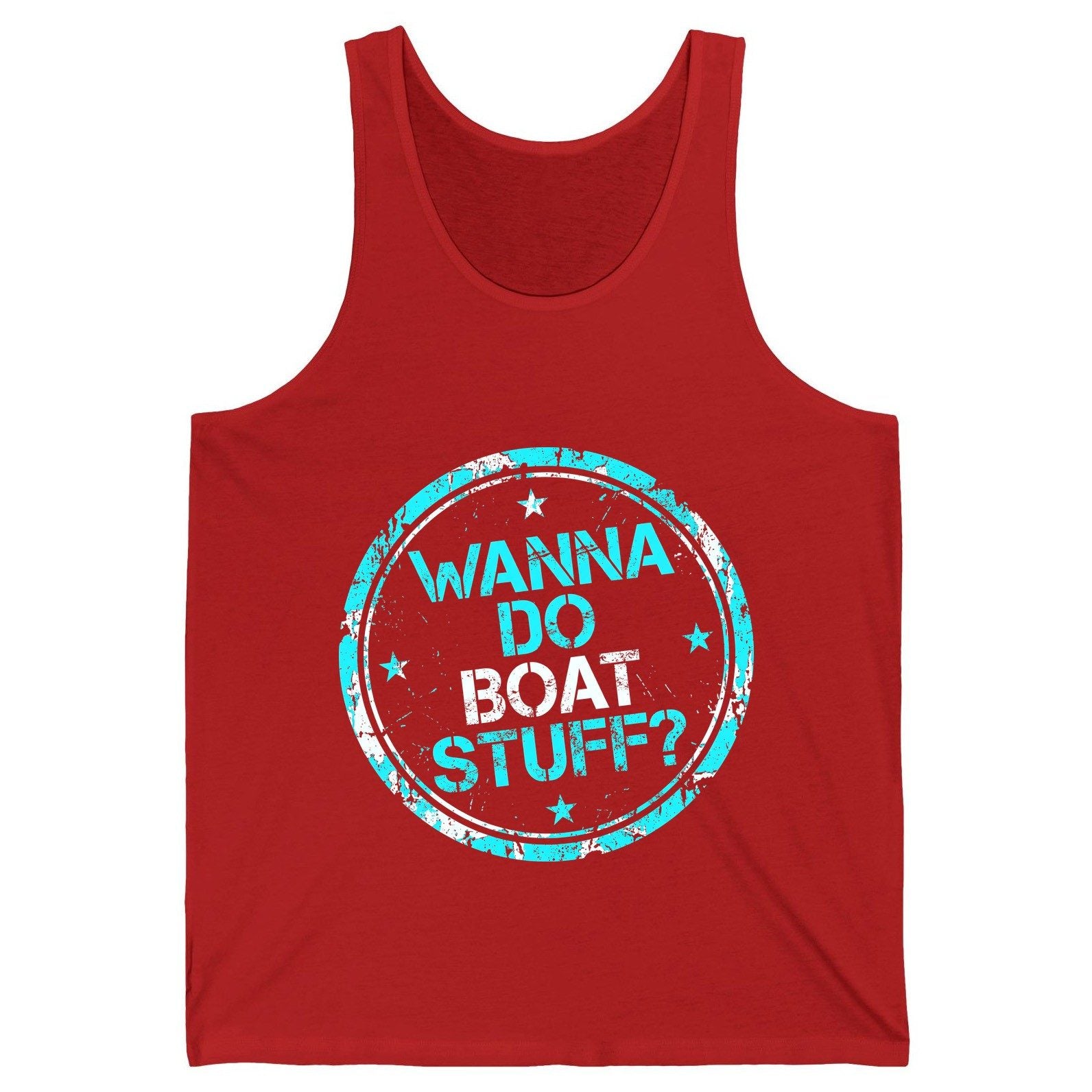 WANNA DO BOAT STUFF Funny Boating Tank Top - product mockup - Red