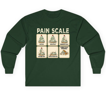 Pain Scale Christmas cookie pain scale Long Sleeve Tee Forest Green product mockup