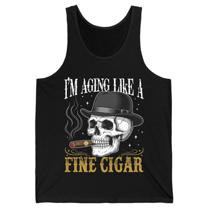 I'm Aging Like a Fine Cigar smoking skull Tank Top Black product mockup